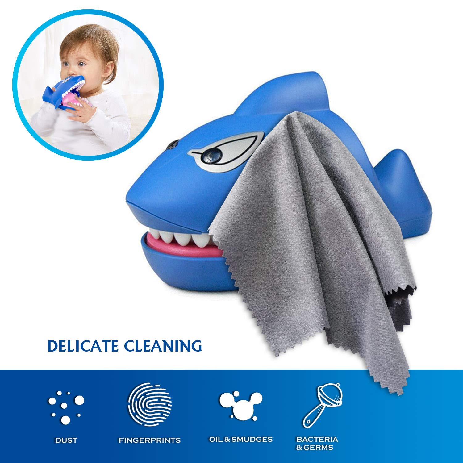 AAwipes Microfiber Cleaning Cloths 30 Pack for Glasses, Lenses, Phones & Delicate Surfaces (6x7) – White & Dark Grey