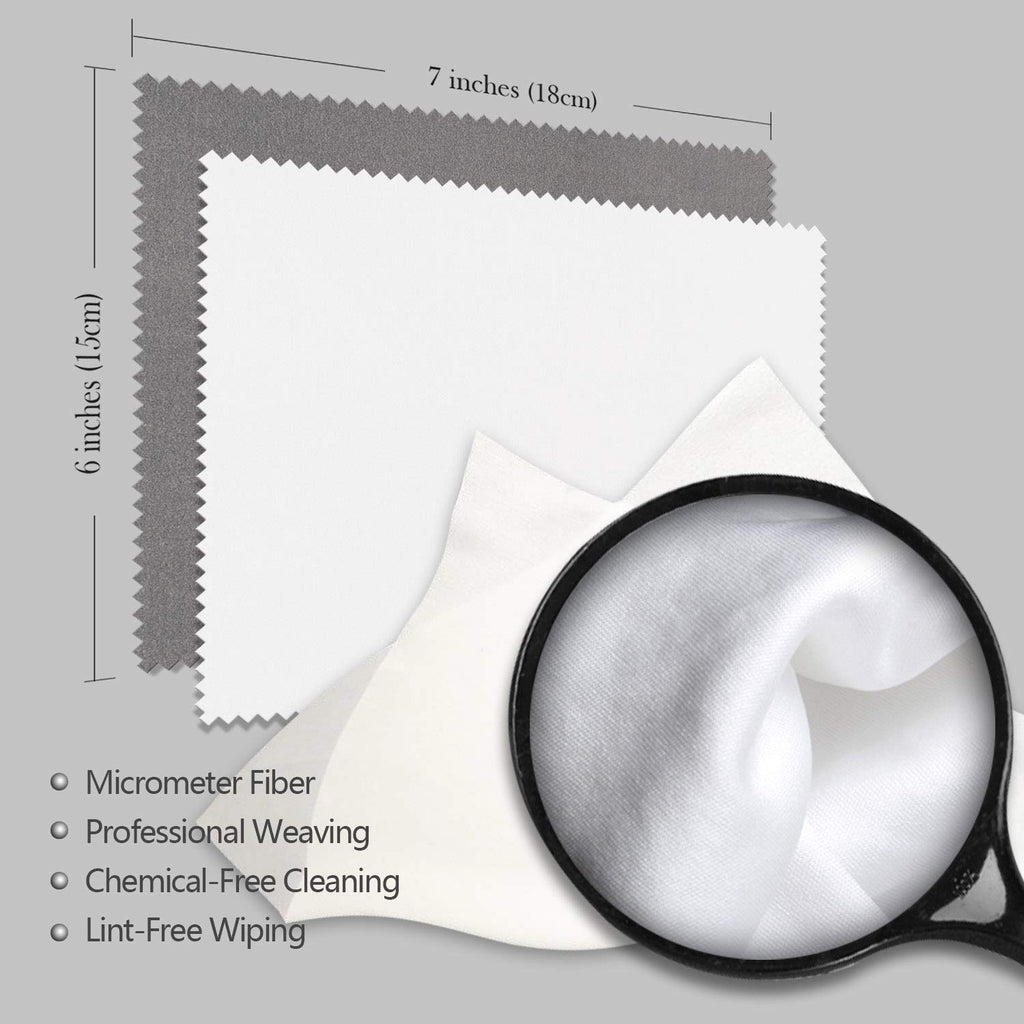 AAwipes Microfiber Cleaning Cloths 30 Pack for Glasses, Lenses, Phones & Delicate Surfaces (6x7) – White & Dark Grey