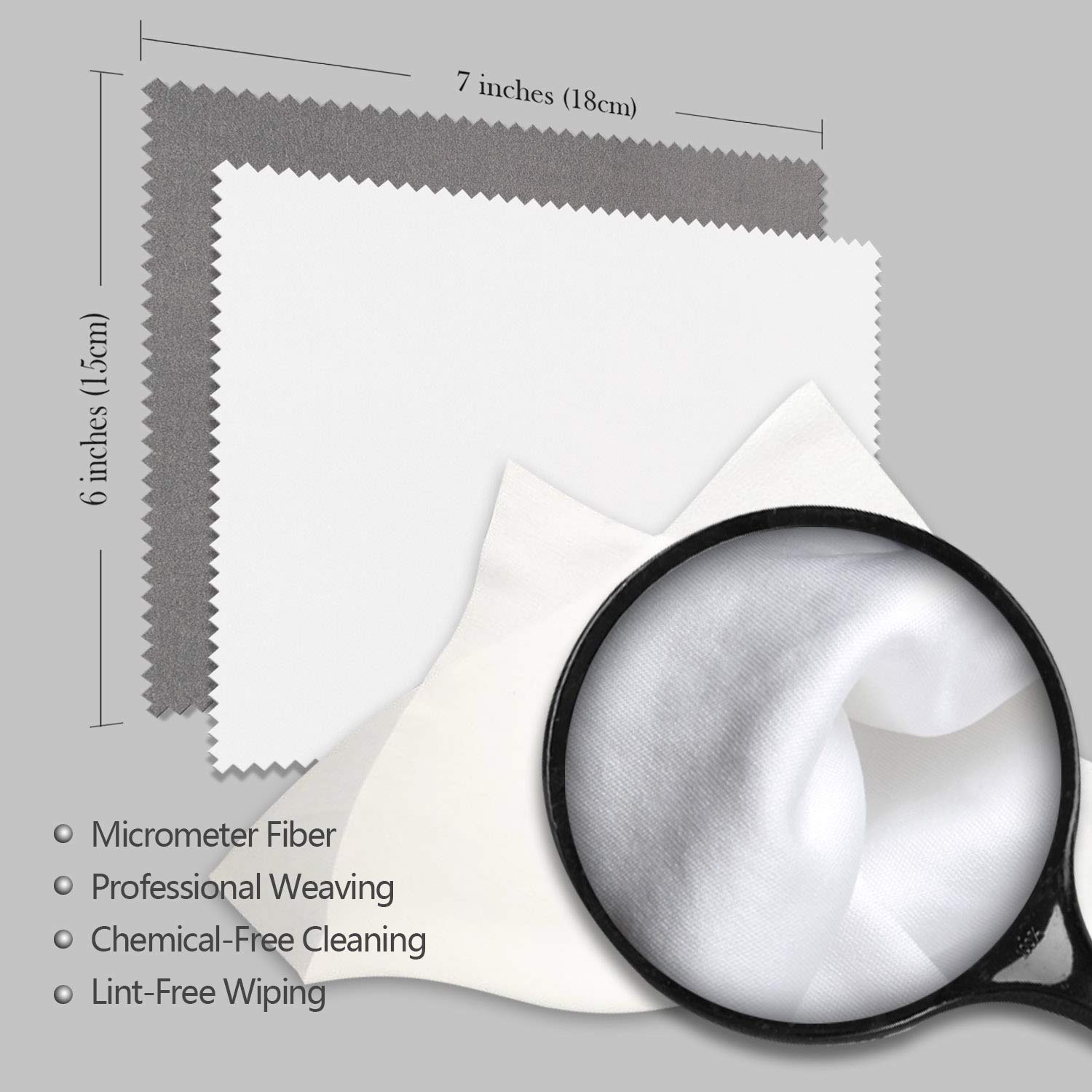 AAwipes Microfiber Cleaning Cloths 30 Pack for Glasses, Lenses, Phones & Delicate Surfaces (6x7) – White & Dark Grey