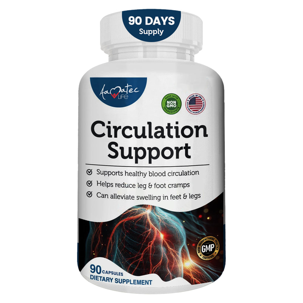 AAMATEC LIFE – Blood Circulation Support for Arteries & Veins Health, L-Arginine & Ginger, 90 Capsules