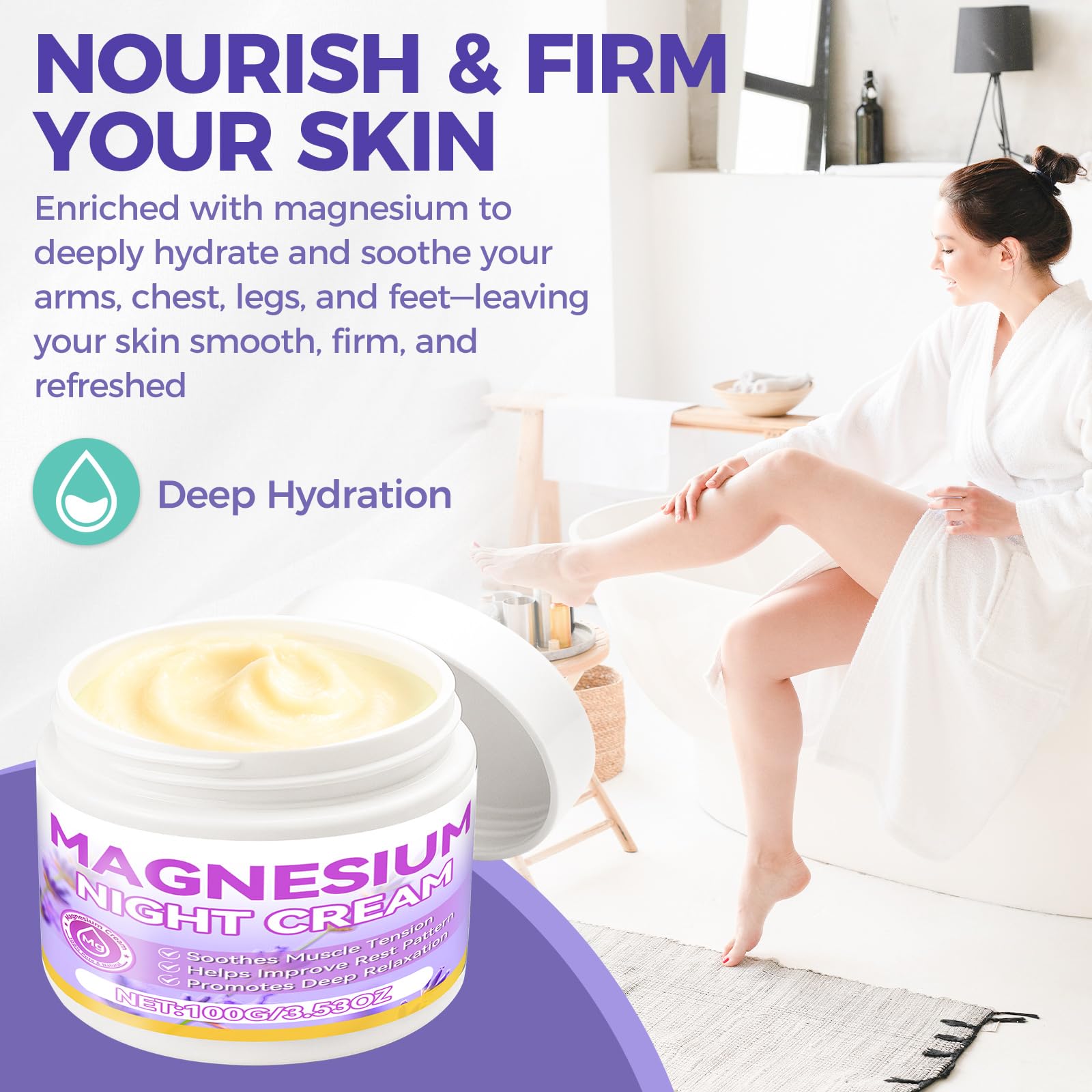 AAROVIBE Magnesium Cream for Sleep – 3.5oz Magnesium Butter with Coconut & Shea Butter