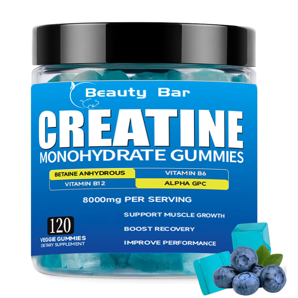 Aavlarla Creatine Monohydrate Gummies – 8000mg per Serving, Vegan, Sugar-Free, Blueberry Flavor, 120 Count