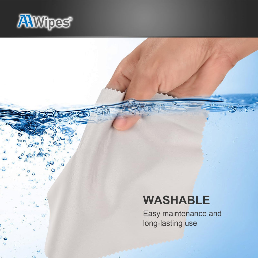AAWipes Eyeglasses Cleaning Cloths – 30 Pack (6x7 inches), White & Dark Grey – Microfiber Lens Wipes V0693
