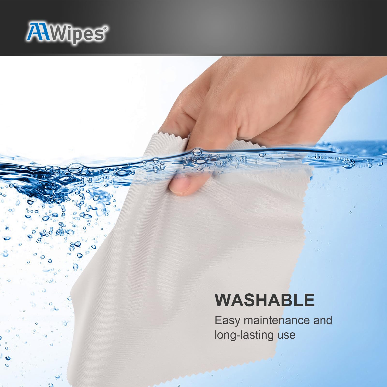 AAWipes Eyeglasses Cleaning Cloths – 30 Pack (6x7 inches), White & Dark Grey – Microfiber Lens Wipes V0693