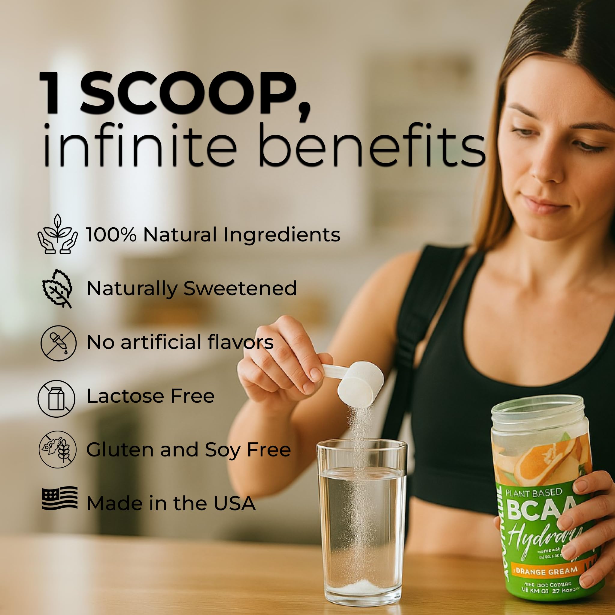 About Time BCAA Hydration Powder Watermelon Lime – L-Glutamine & Electrolytes, Non-GMO, Gluten Free, Monk Fruit, Coconut Water, 20 Servings