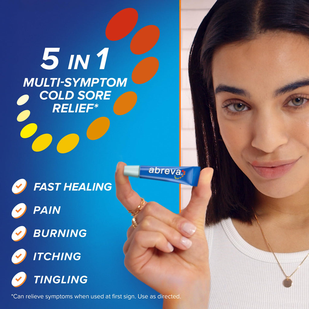Abreva 10% Docosanol Cold Sore Treatment – Shortens Healing Time to 2.5 Days (0.07 oz) Tube x2