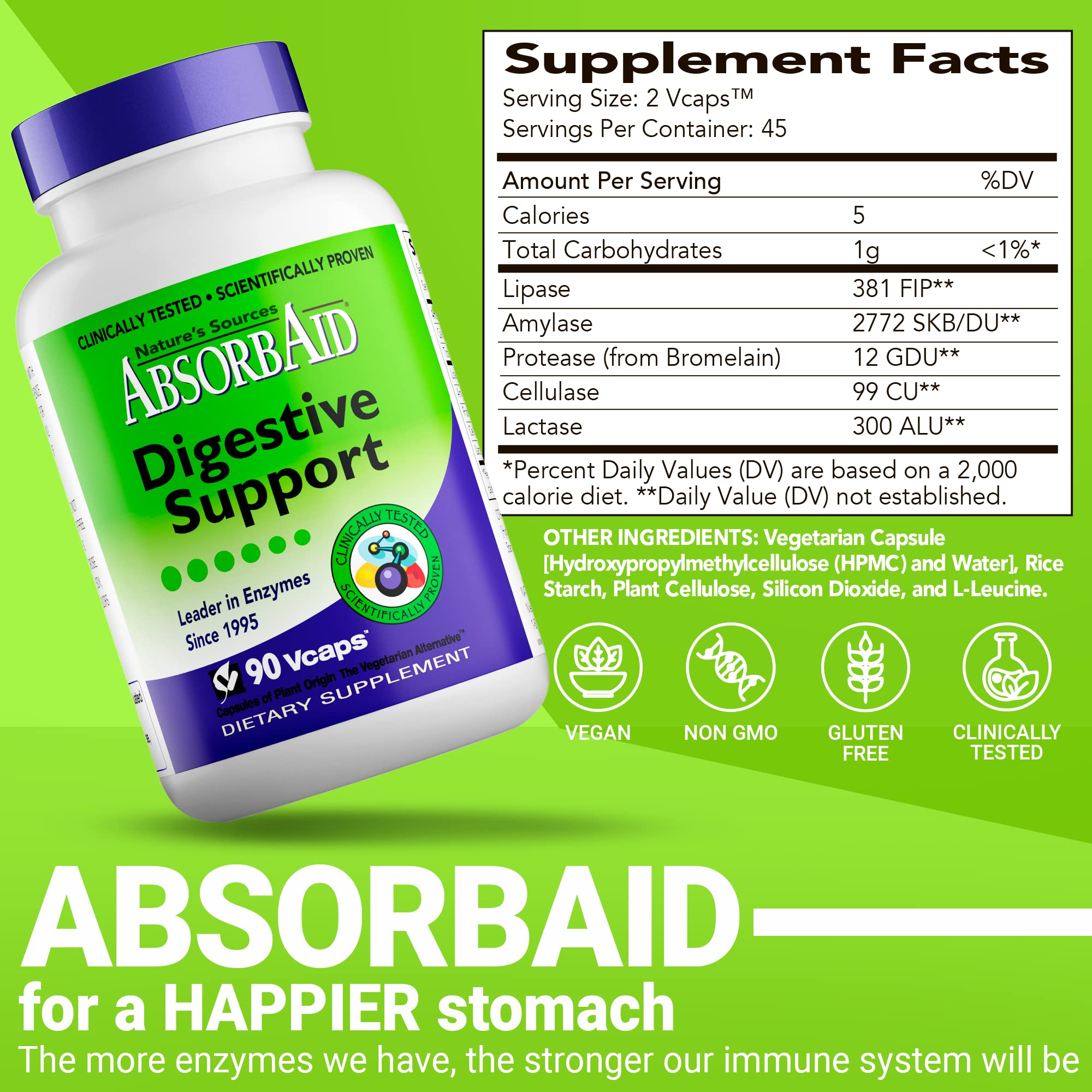 Nature's Sources AbsorbAid Digestive Support - 90 Vcaps