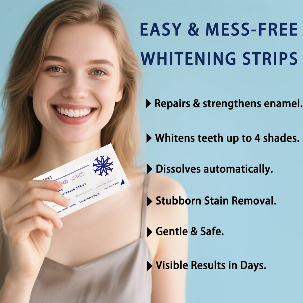ABYST Diamond Dissolving Teeth Whitening Strips – Soft Enamel Safe, 16 Ct