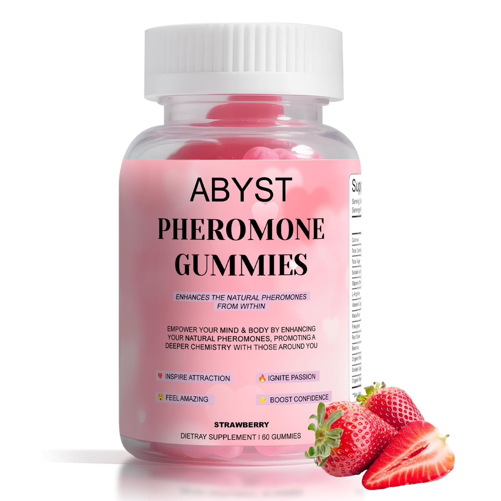 ABYST Pheromone Gummies for Women – 60 Count, Strawberry – Vegan, Gluten-Free & Non-GMO | Social & Confidence Support