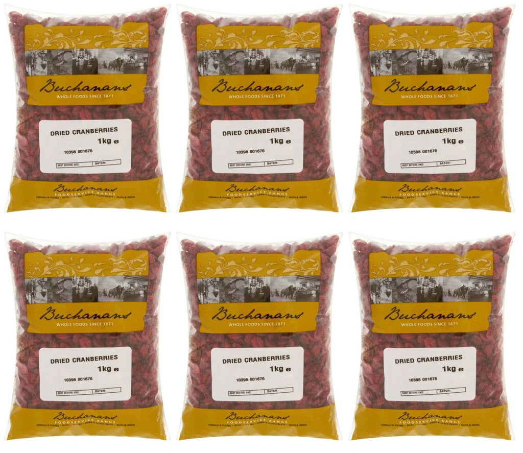 6 x Buchanans Dried Cranberries 1Kg