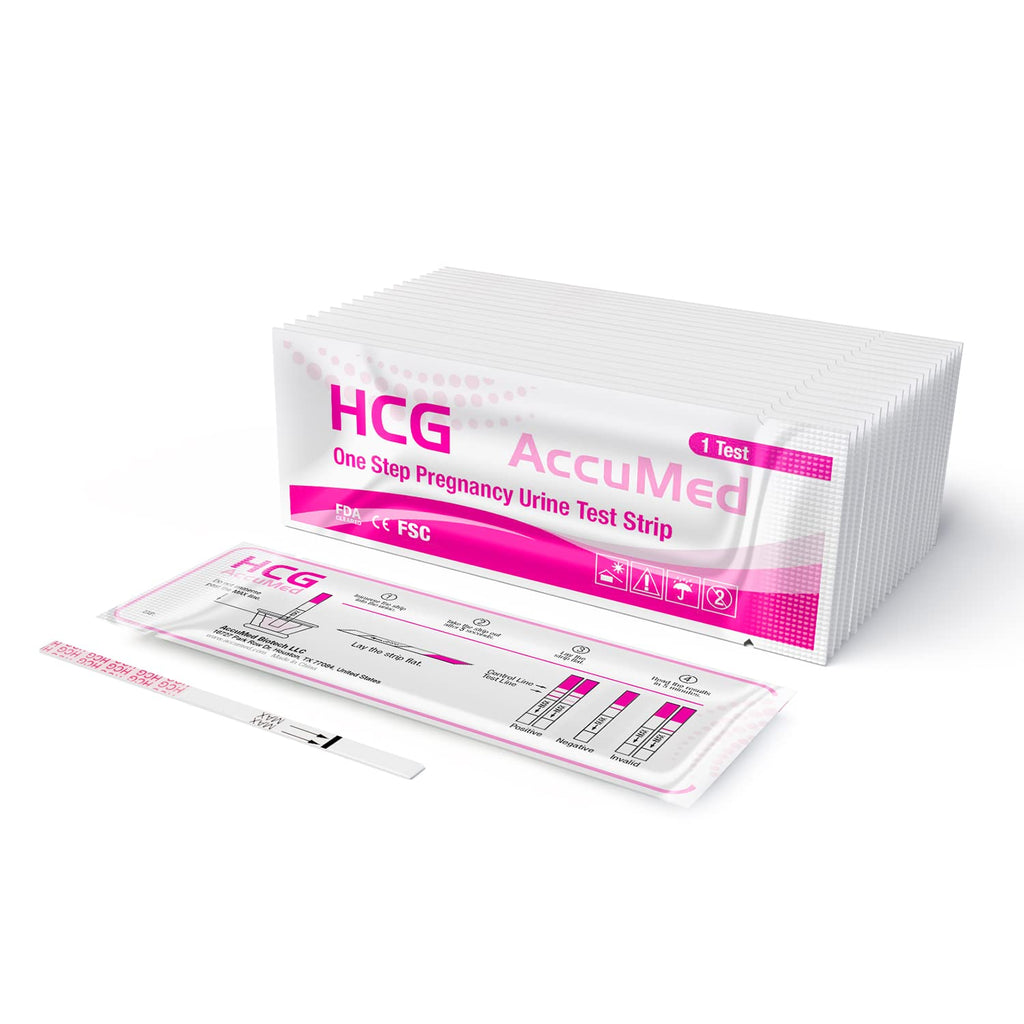 AccuMed Pregnancy Test Strips – 25-Count, Early Home Detection, HCG 25 mIU/mL | Clear Results