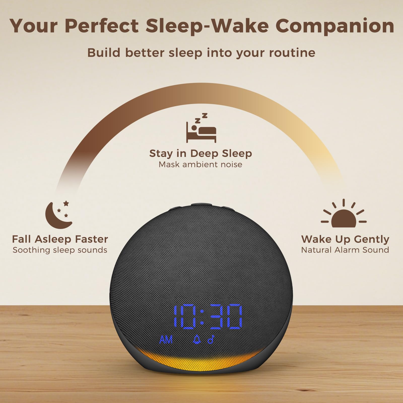 Acedeck Sound Machine Alarm Clock for Bedroom — 25 Sleep Sounds + Gentle Wake & Bluetooth Speaker
