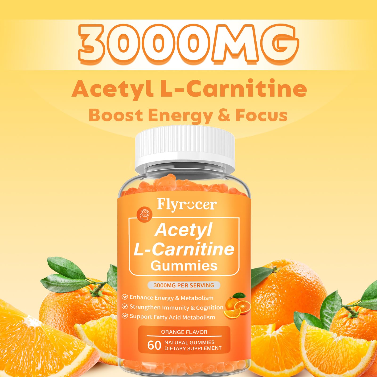 2 Pack Acetyl L-Carnitine Gummies – Energy & Brain Support (Vegan, Non-GMO)