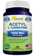 aSquared Nutrition Acetyl L-Carnitine 1000mg - 200 Veggie Capsules | High-Dose ALCAR for Energy & Brain Support