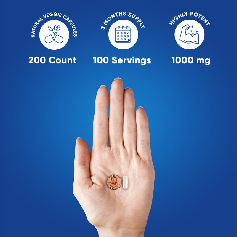 We Like Vitamins Acetyl L-Carnitine 1000mg Capsules - 200 Easy-to-Swallow Veggie Capsules for Focus, Brain & Energy