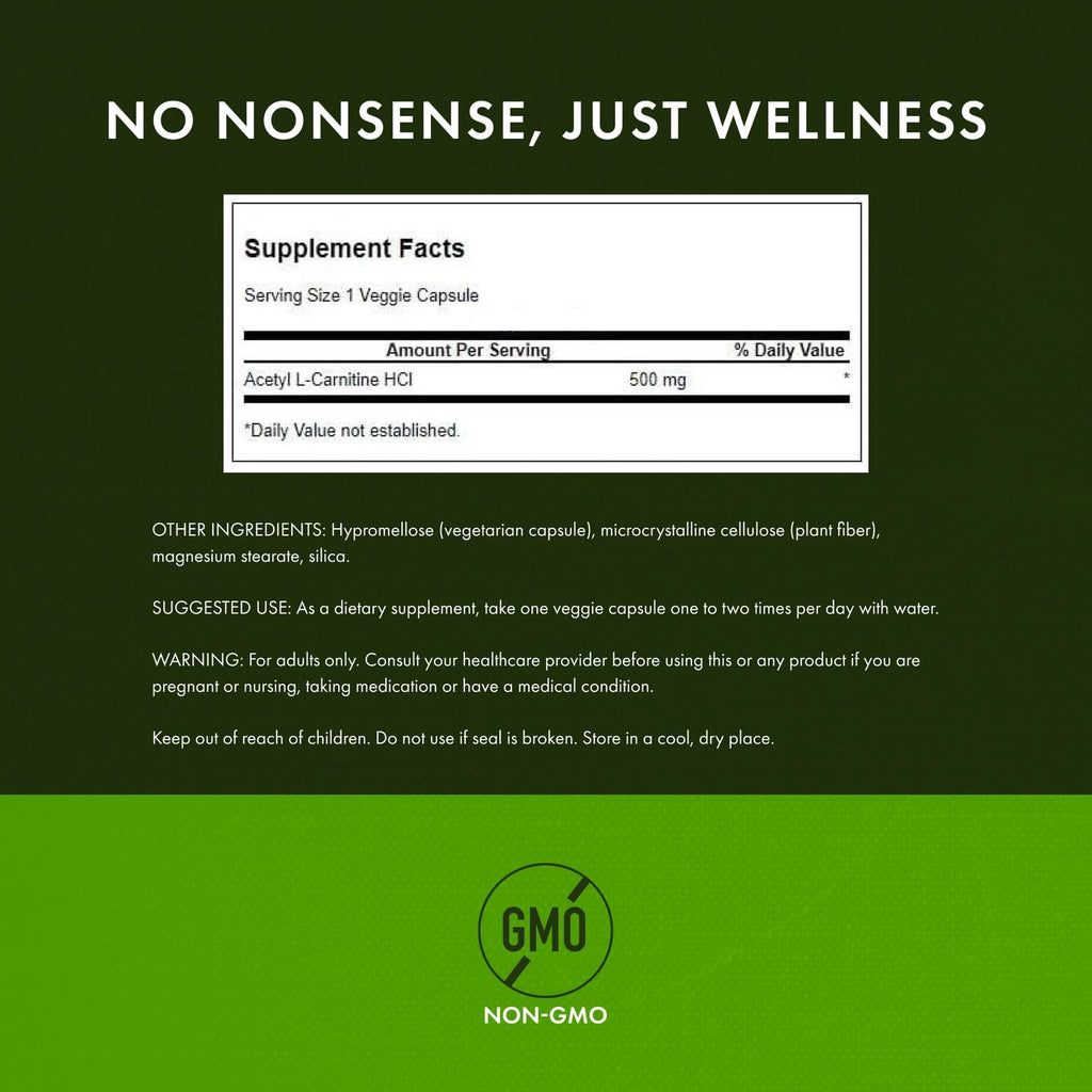 Acetyl L-Carnitine 500 mg 100 Caps by Swanson Premium