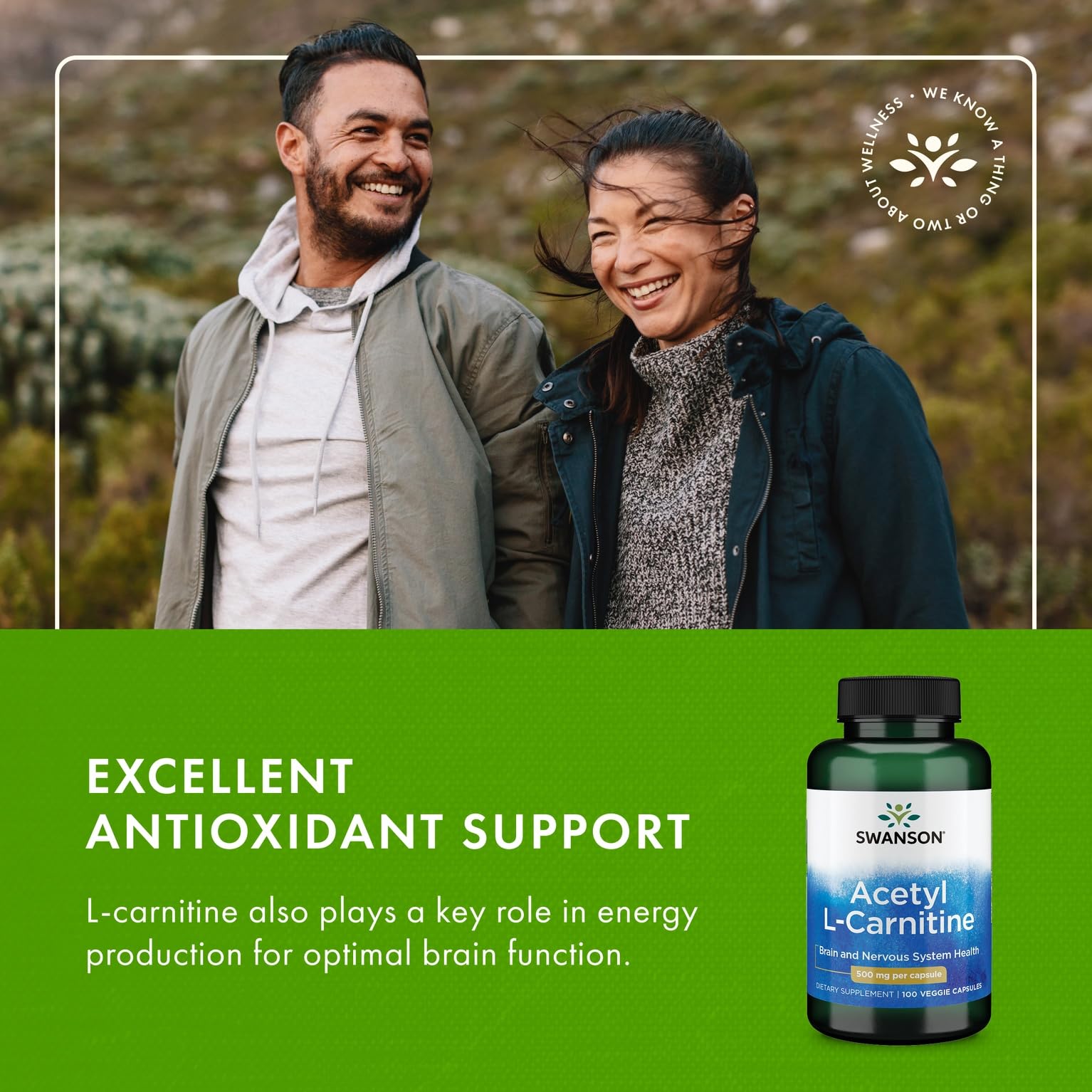 Acetyl L-Carnitine 500 mg 100 Caps by Swanson Premium