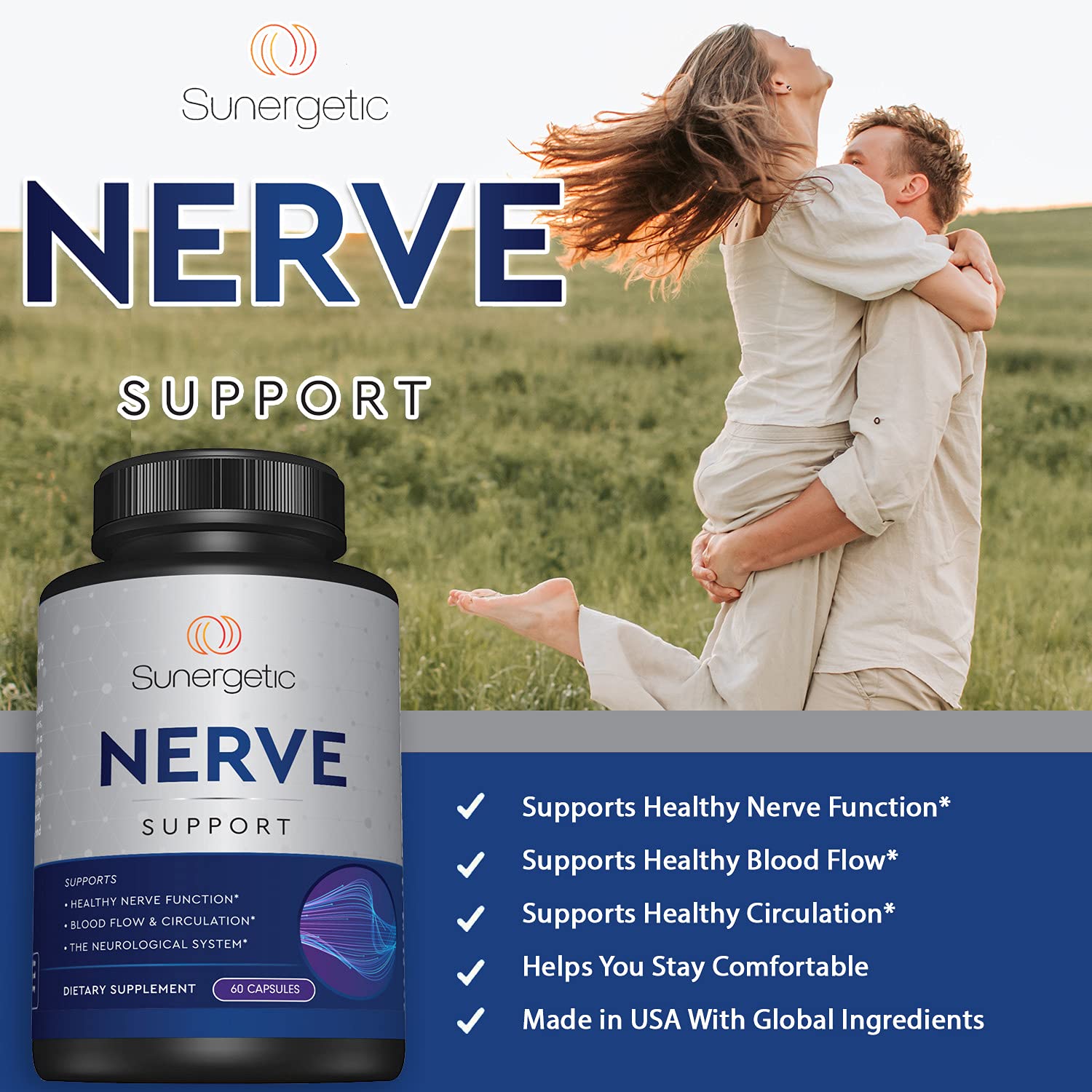 Premium Nerve Support Supplement - ALA 600 mg, Acetyl-L-Carnitine & Benfotiamine | 60 Capsules