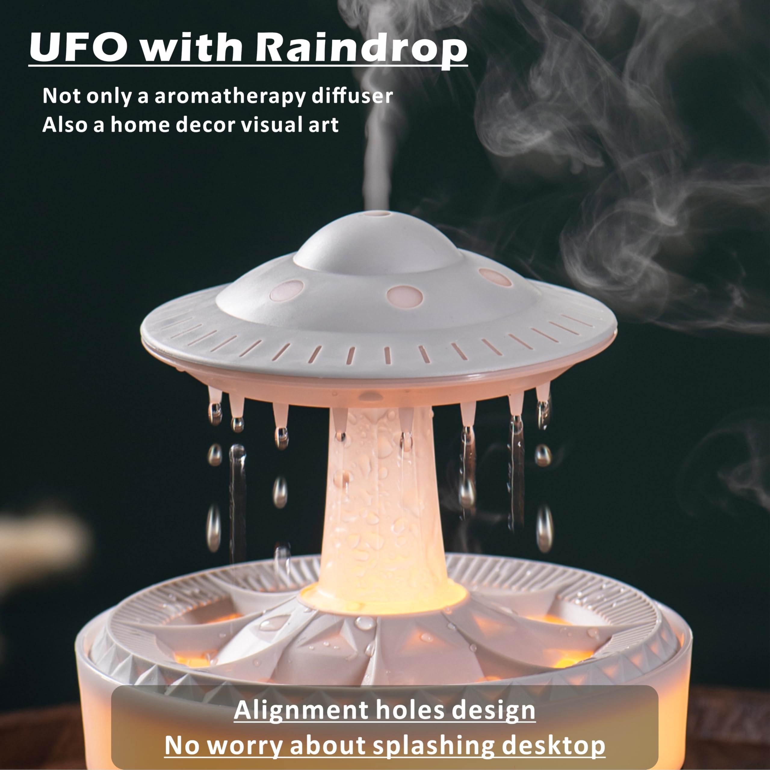AChoice4U UFO Diffuser 350ml Black – 7 LED Colors, Remote, Auto-Off