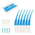 ACSKD Dental Picks for Teeth Cleaning – 300 Dual-Use Toothpicks & 144 Angled Interdental Brushes, Blue