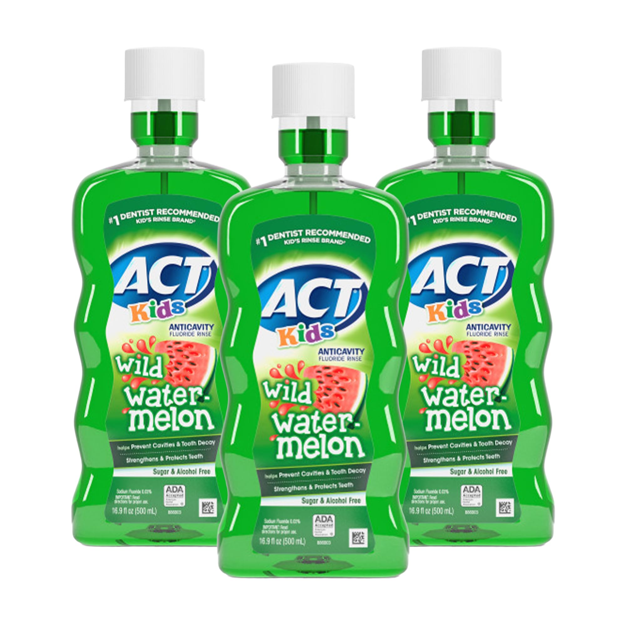 ACT Kids Fluoride Mouthwash Wild Watermelon 16.9 oz Pack of 3