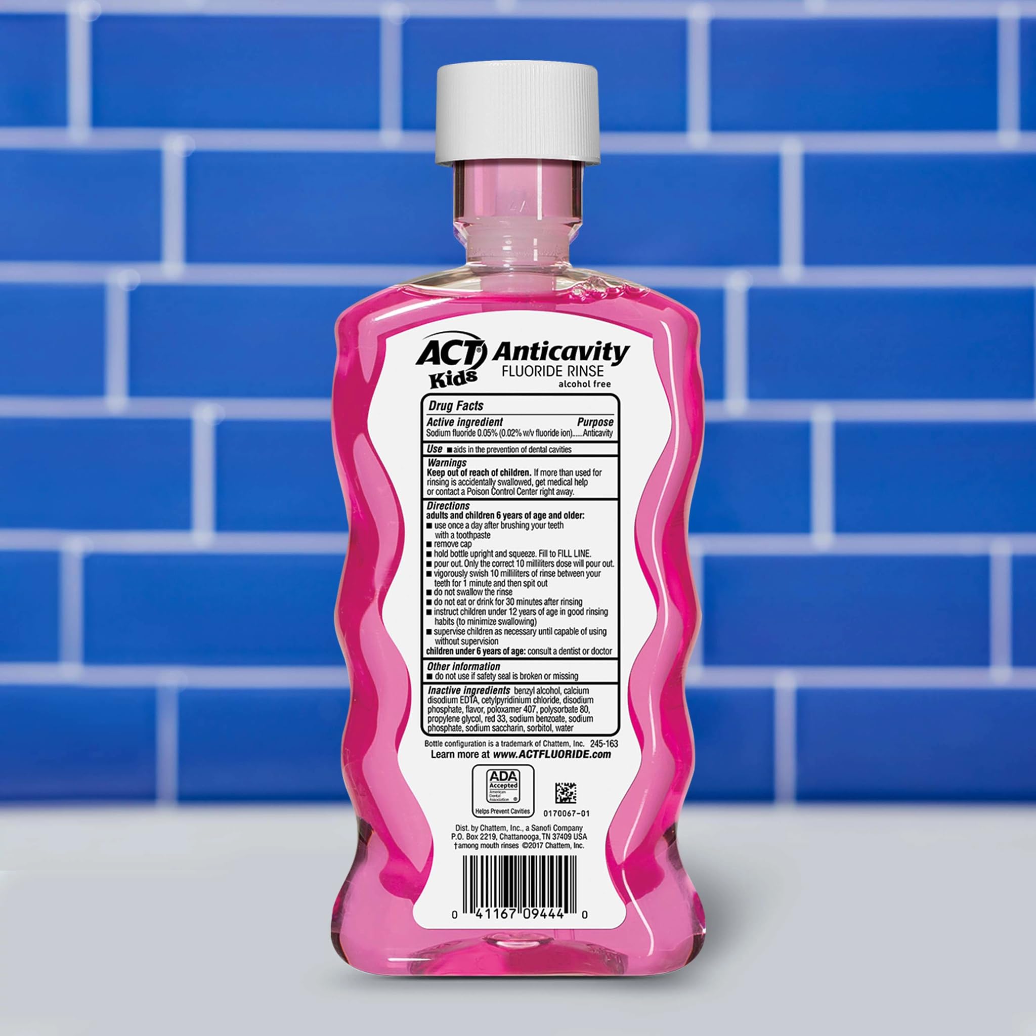 ACT Kids Fluoride Rinse – Bubble Gum, Bad Breath Treatment, Anti-Cavity, 16.9 oz (3-pack)