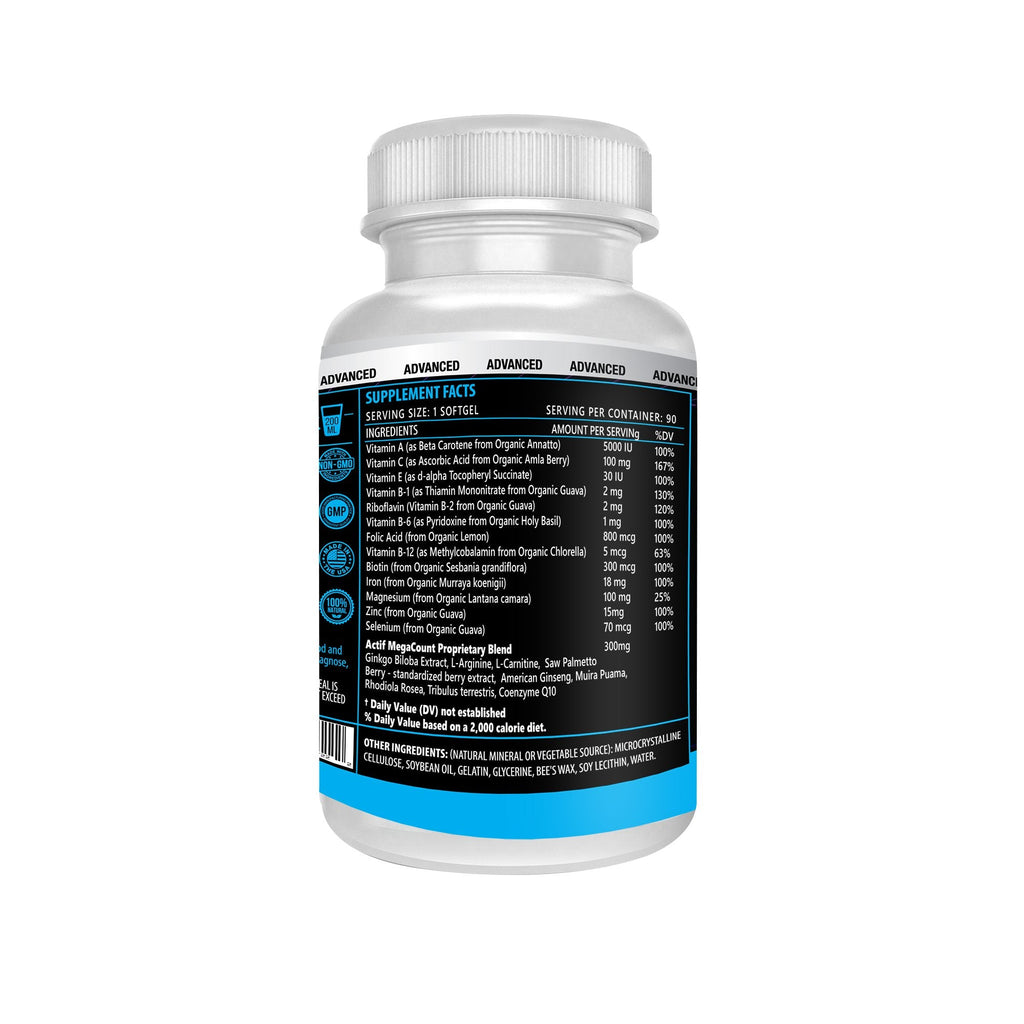 ACTIF MegaCount for Men - Maximum Fertility Support & Sperm Count Booster | 90 Softgels, USA Made, Non-GMO