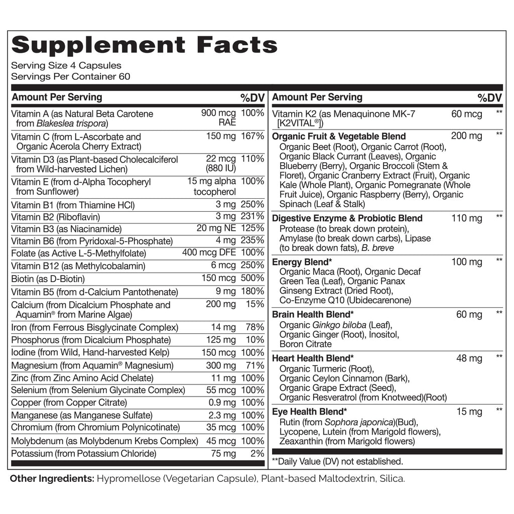 Naturelo Whole Food Multivitamin for Women – Vegan, Non-GMO, with Organic Extracts | 240 Vegan Capsules