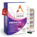 Active Iron Prenatal | Iron + Time-Release Prenatal Vitamins for Women (60 Capsules)