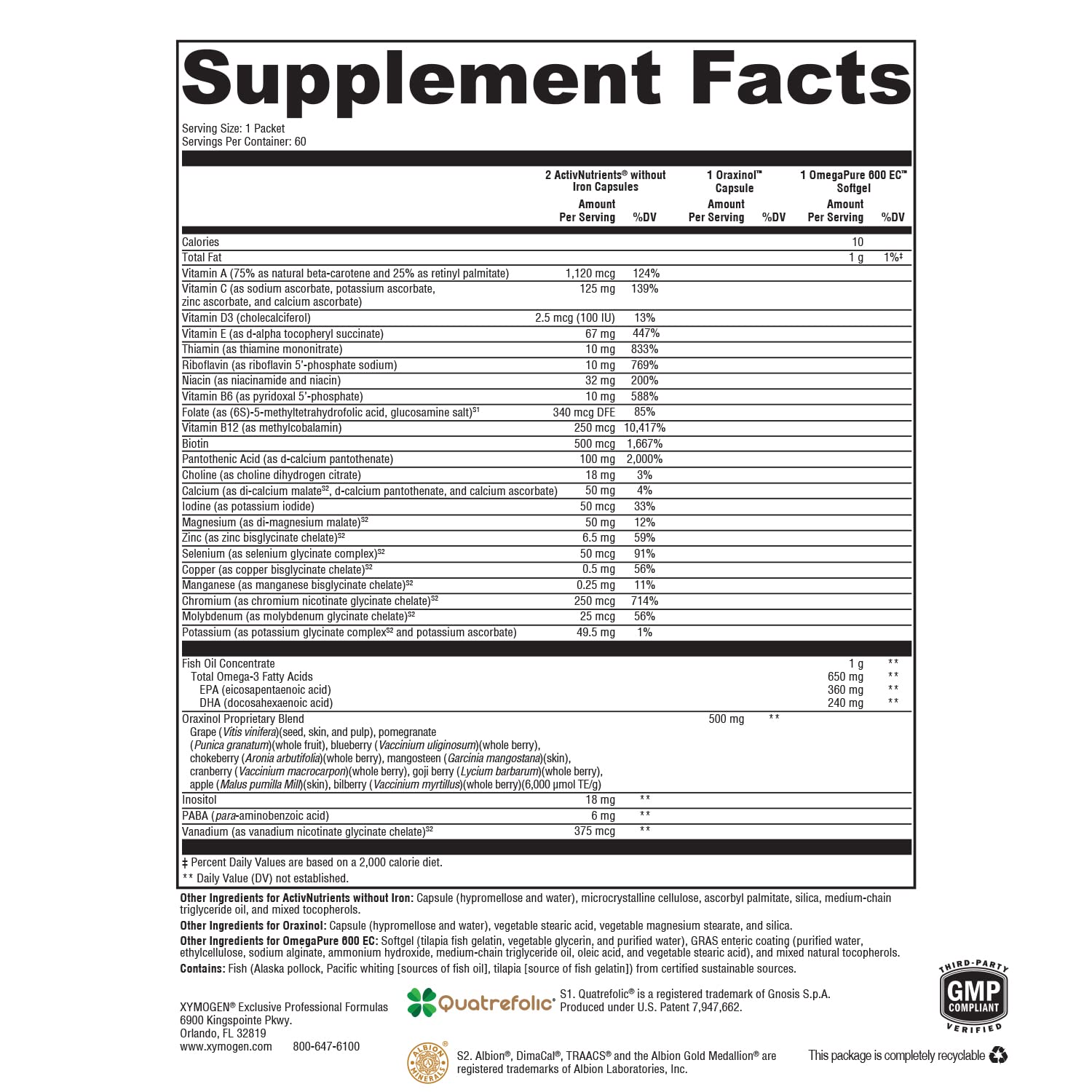 XYMOGEN ActivEssentials Packets – Daily Dose Pack (60 Packets)