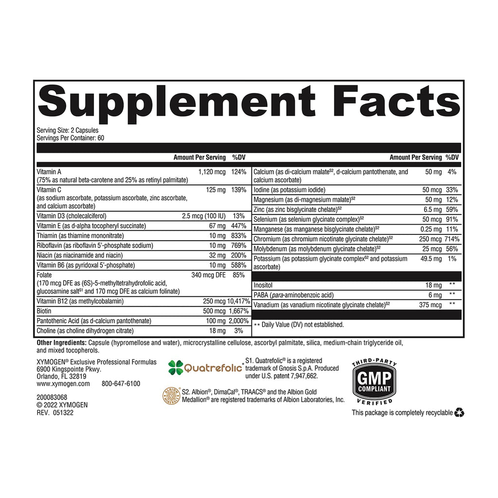 XYMOGEN ActivNutrients Without Copper & Iron – Multivitamin for Men & Women (120 Caps)