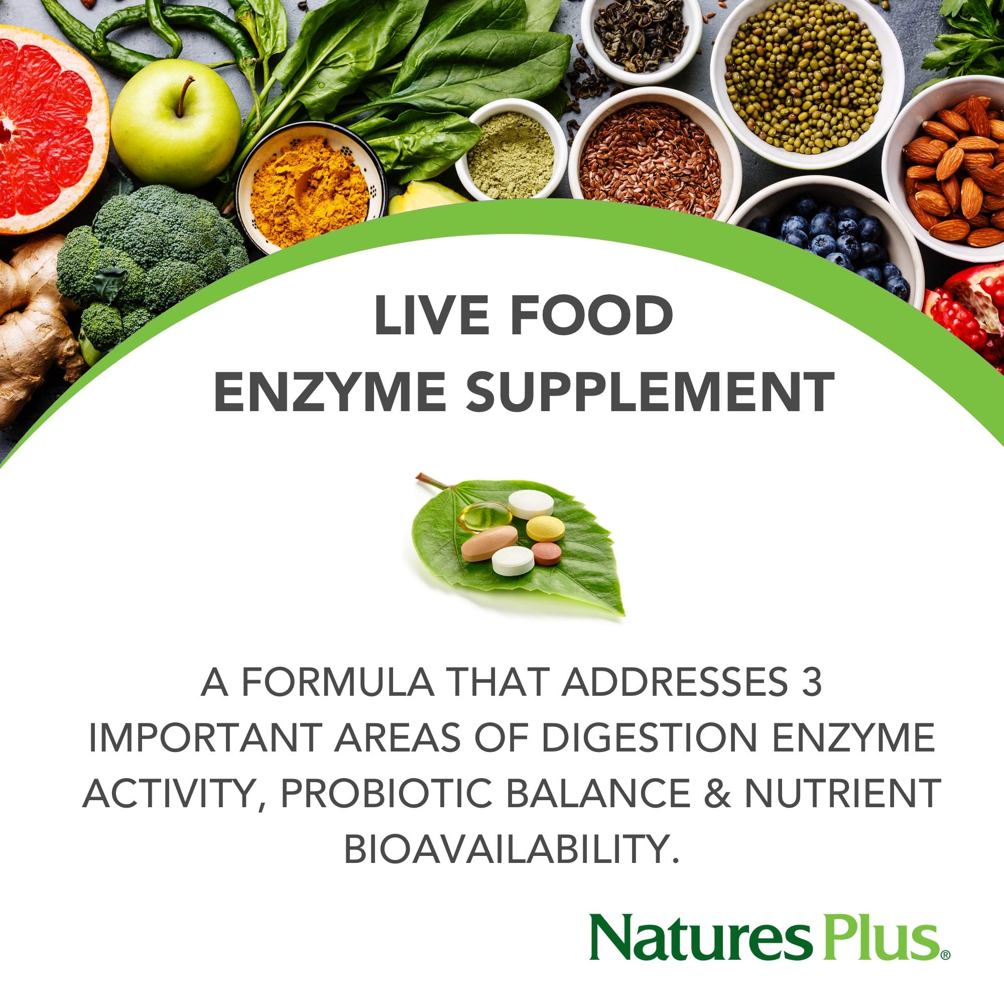 Natures Plus ActiZyme 180 Veg Caps – Digestive Enzymes & Probiotics