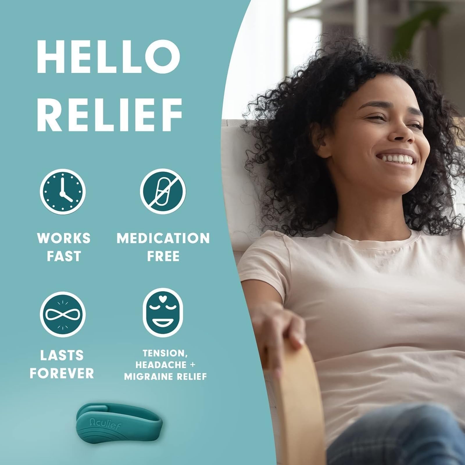 Aculief Acupressure Hand Clip – Stress Relief, Portable Stress Support (X-Small Teal)