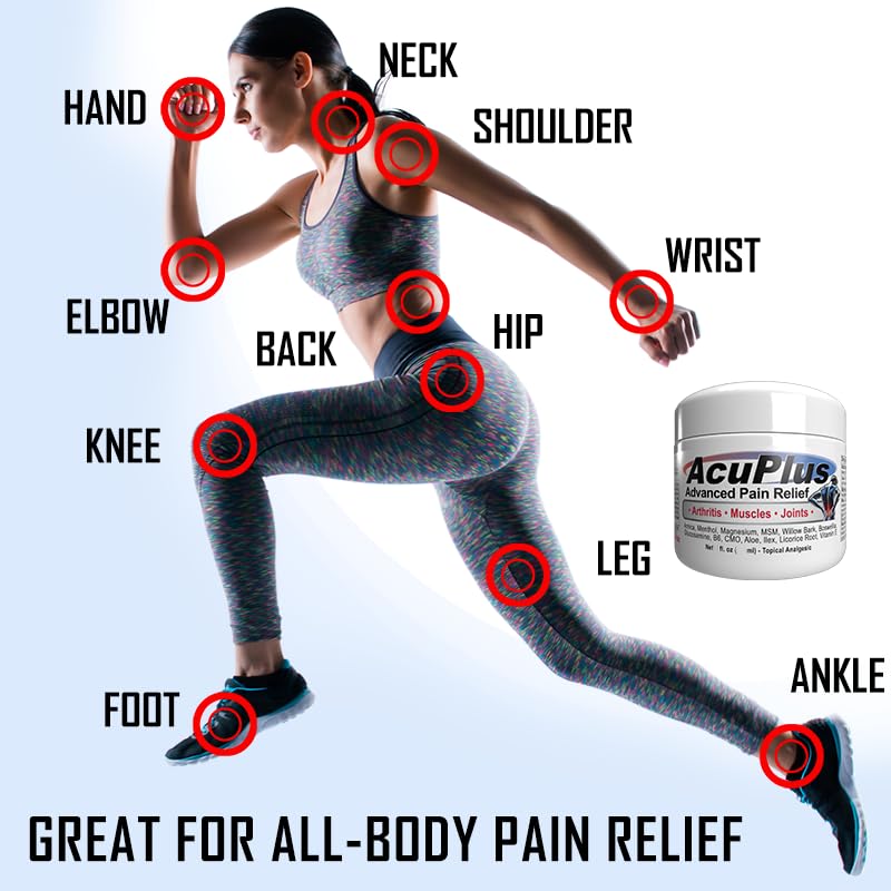 AcuPlus Pain Relief Cream – Fast-Acting Topical Anti-Inflammatory for Muscle & Joint Pain (4 oz, Pack of 3)