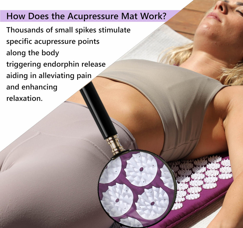Acupressure Mat & Pillow Set – Therapy for Back & Neck Pain, Sciatica, Sleep Aid (Purple)