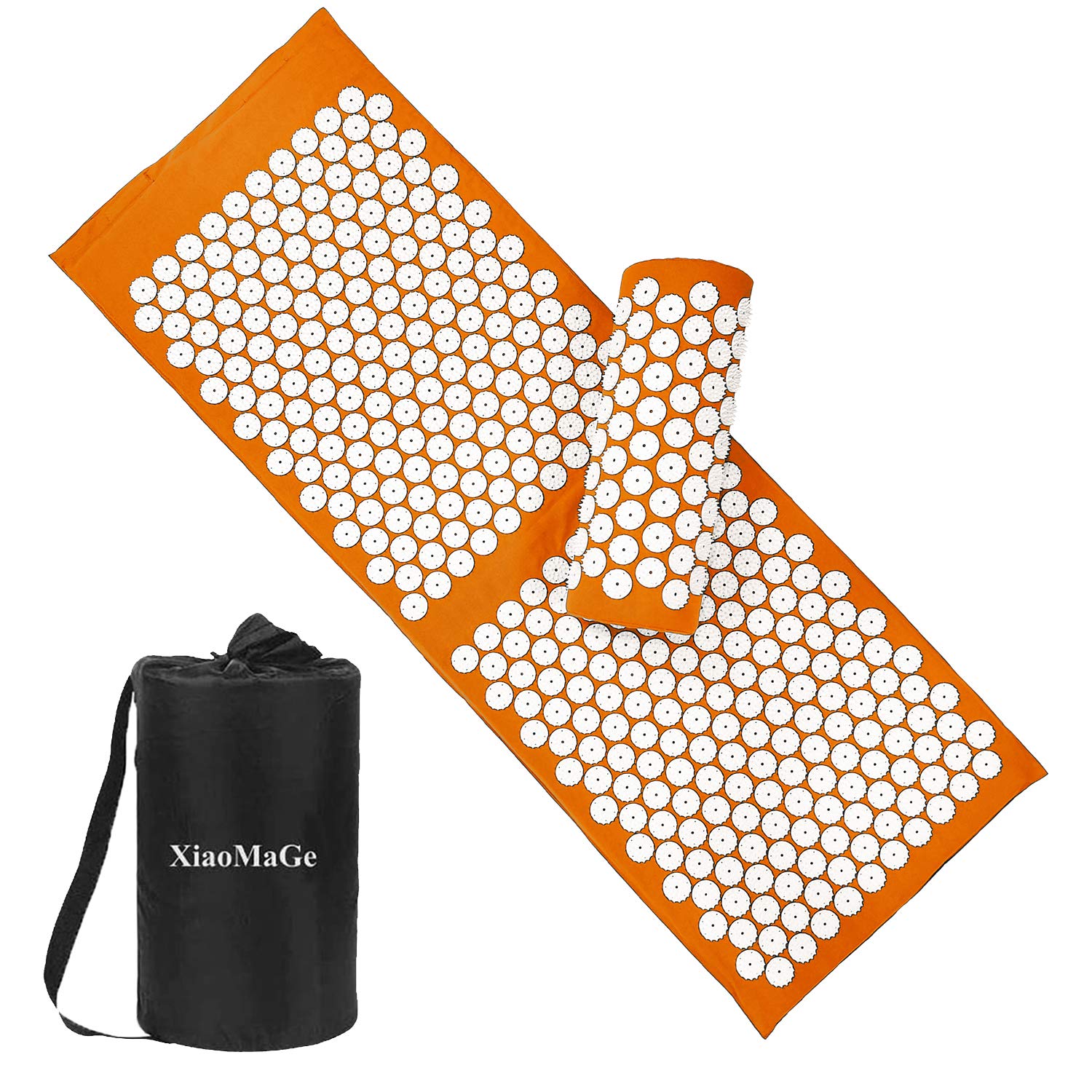 Acupressure Mat & Pillow Set with Bag – Extra Long (Orange) for Neck & Back Pain