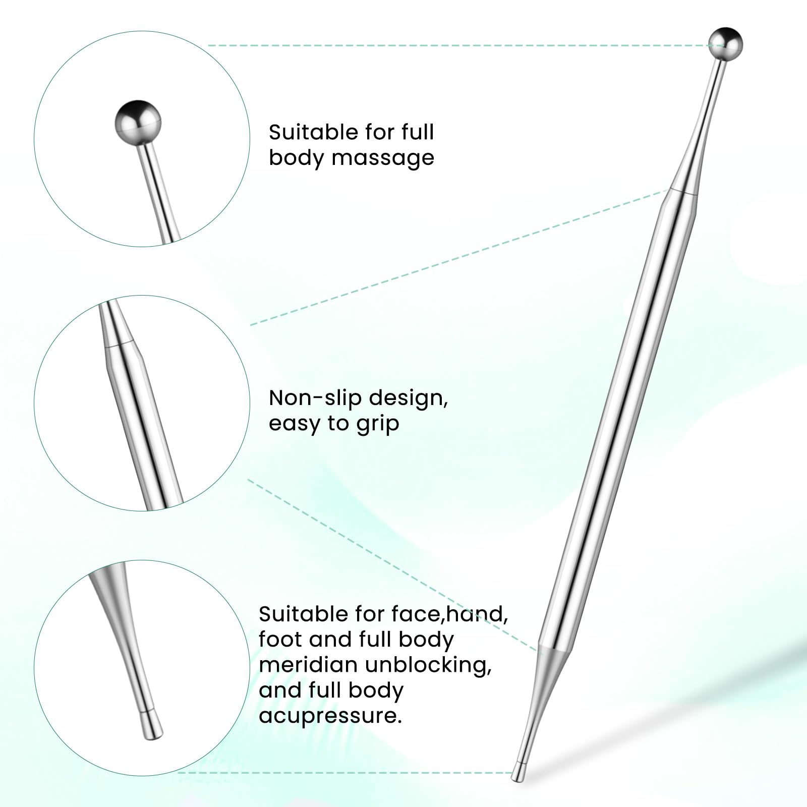 Acupuncture Pens Dual Head Facial Reflexology Tool – Stainless Steel 5.1in