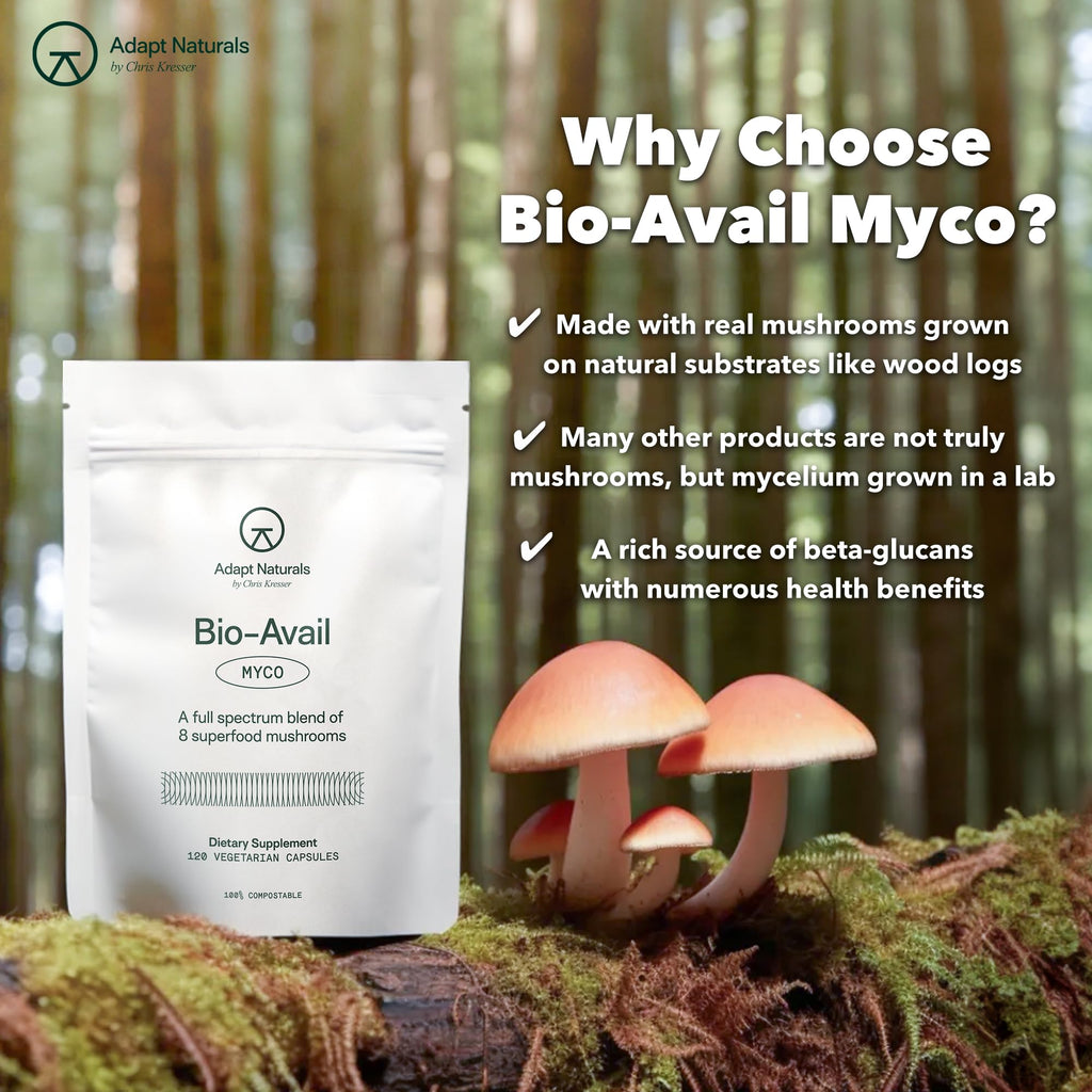 Adapt Naturals Bio-Avail Myco – 8-in-1 Bioavailable Mushroom Supplement | 120 Capsules