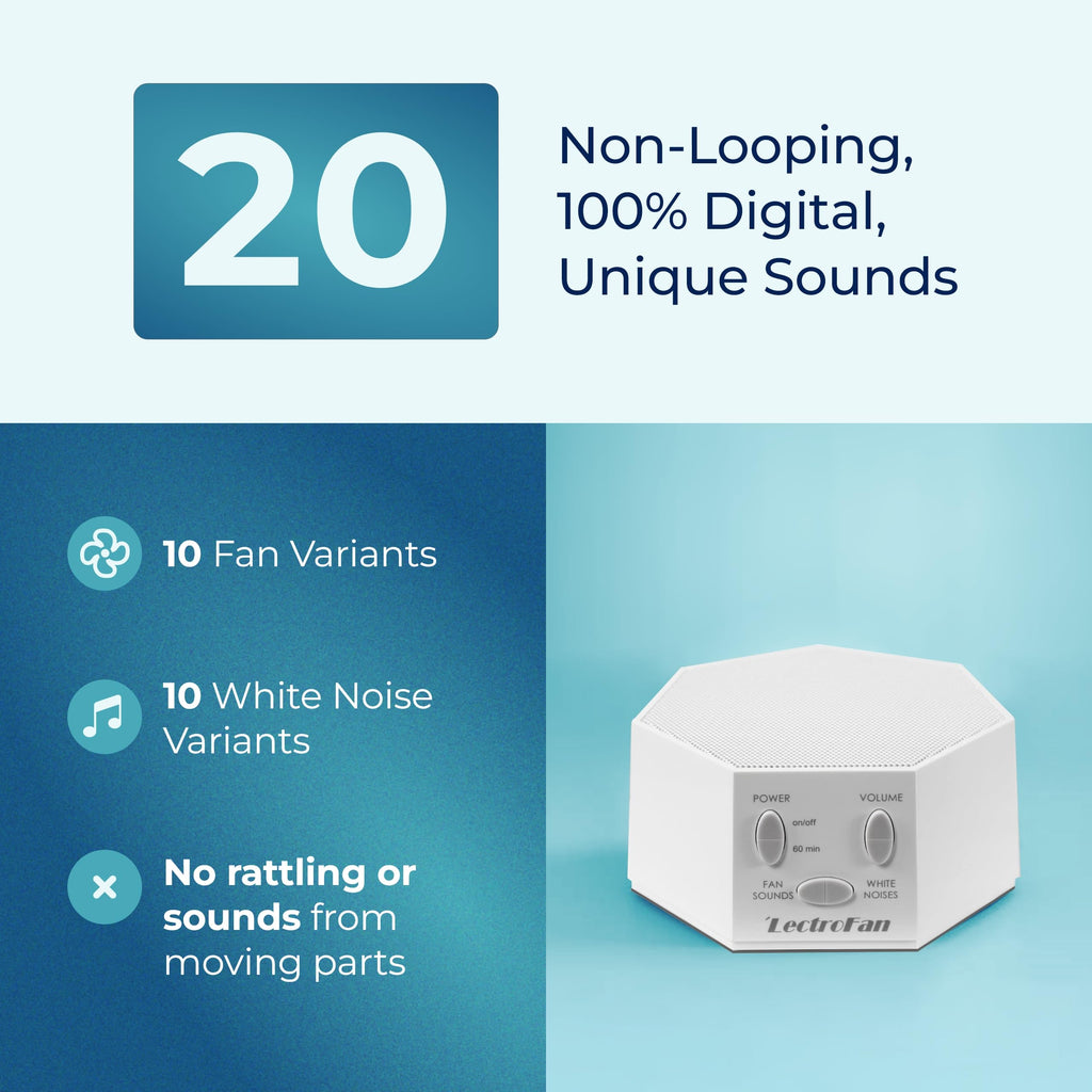 LectroFan Classic White Noise Machine by Adaptive Sound Technologies – Compact Sleep Sound Machine