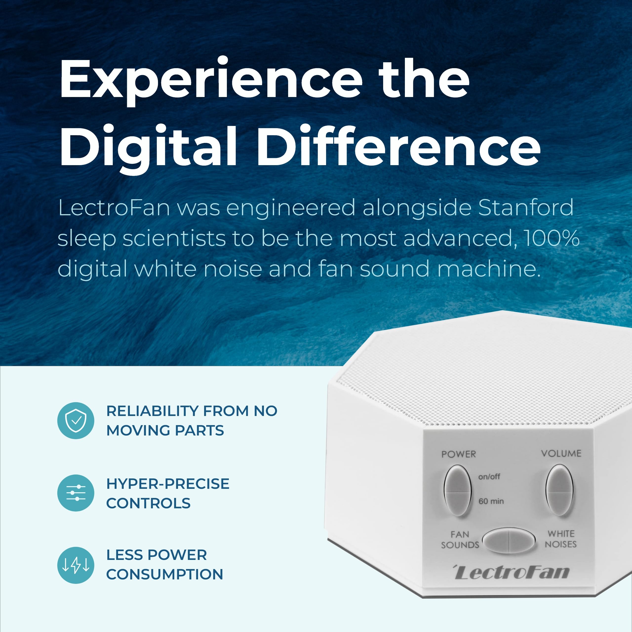 LectroFan Classic White Noise Machine by Adaptive Sound Technologies – Compact Sleep Sound Machine
