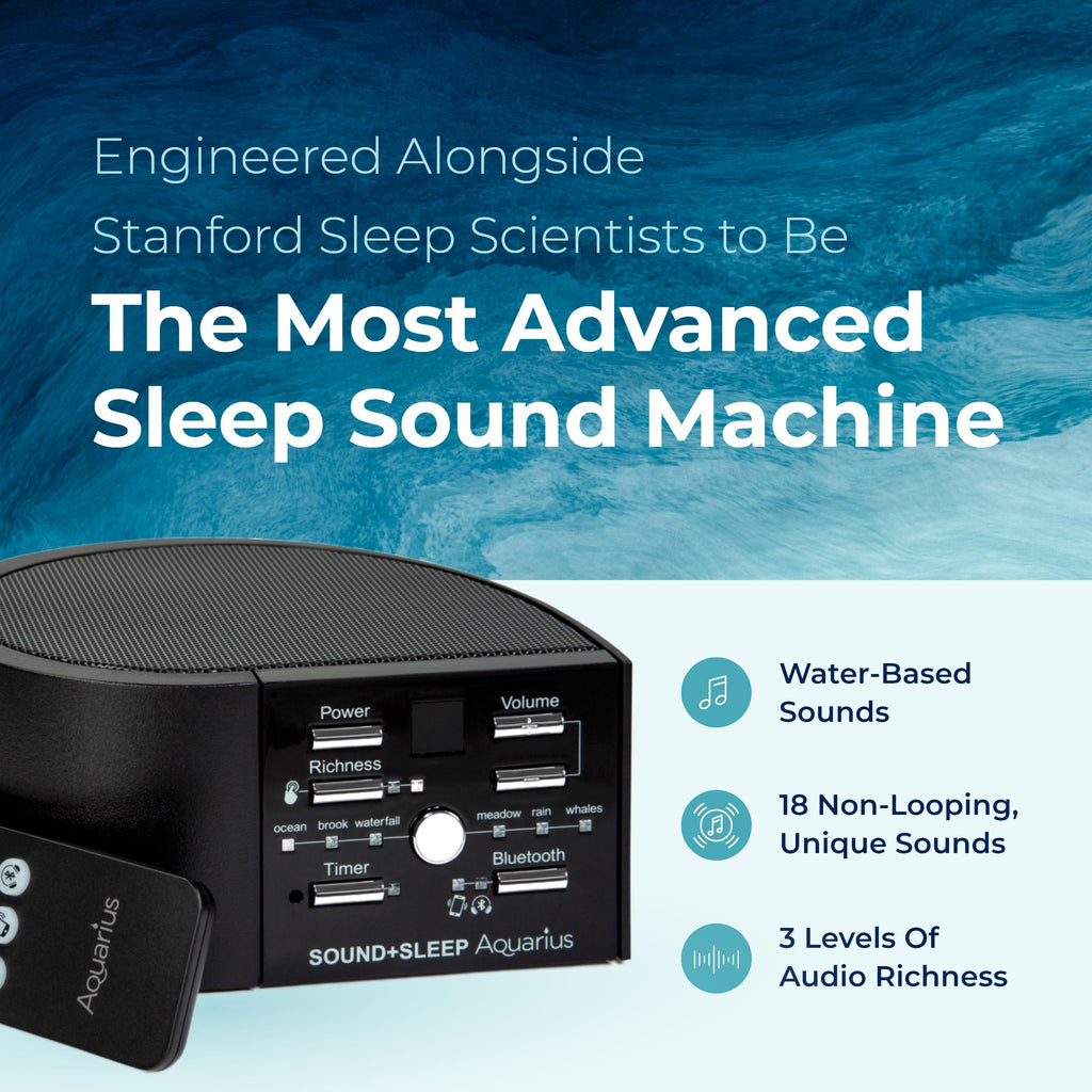 Adaptive Sound Technologies Sound + Sleep Aquarius Aquatic Noise Machine – Water Sounds for Sleep & Relaxation | Timer & Headphone Jack | Black