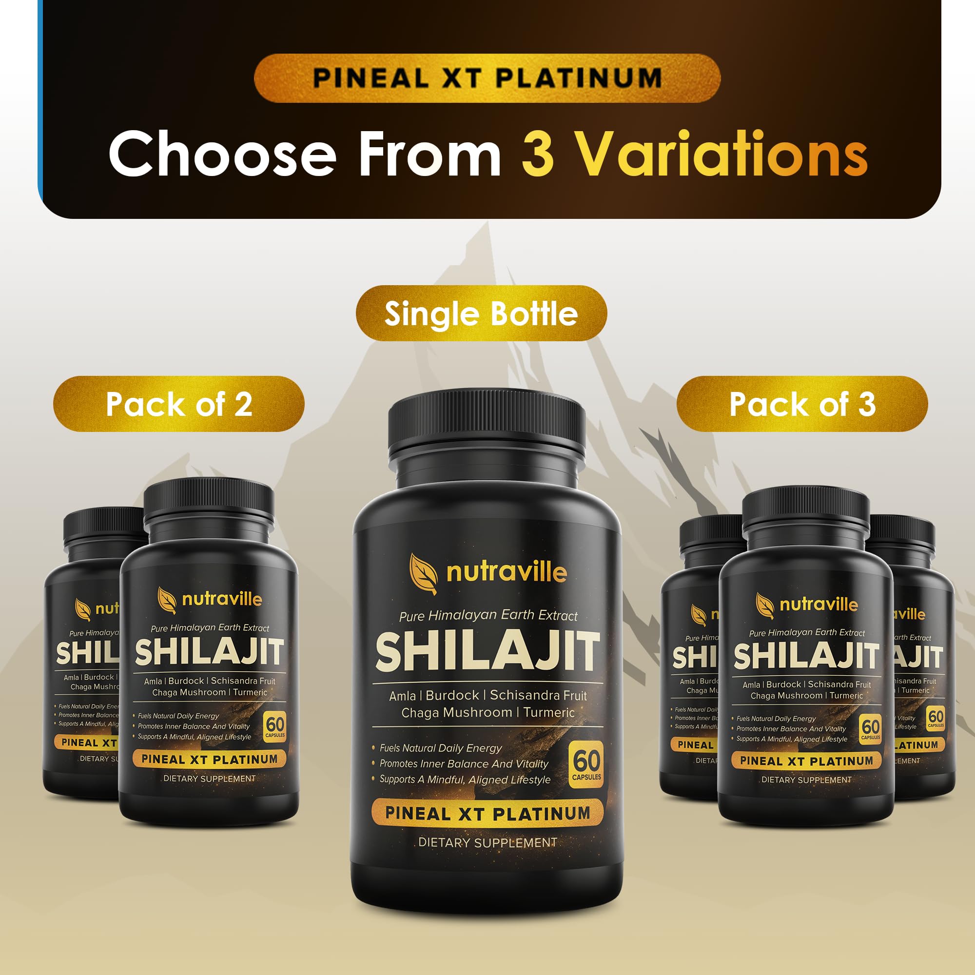 Nutraville Pineal XT Platinum: Himalayan Shilajit for Energy & Brain