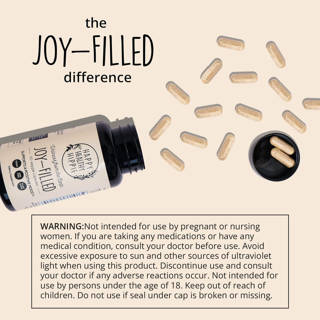 Joy-Filled Mood Support - 7-Herb Complex with St. John's Wort | Plant-Based Stress Relief | 60 Ct