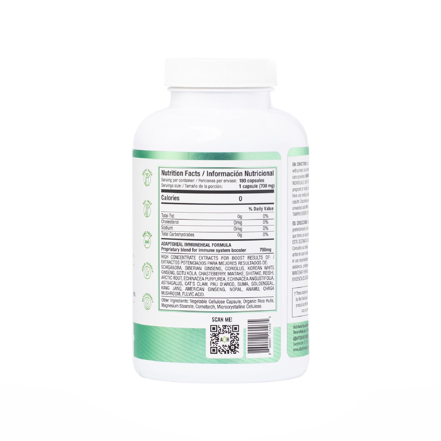 ADAPTOHEAL Immuneheal – Adaptogen & Immune Support Capsules with Schisandra, Ginseng & Mushroom Extract (180 Capsules)