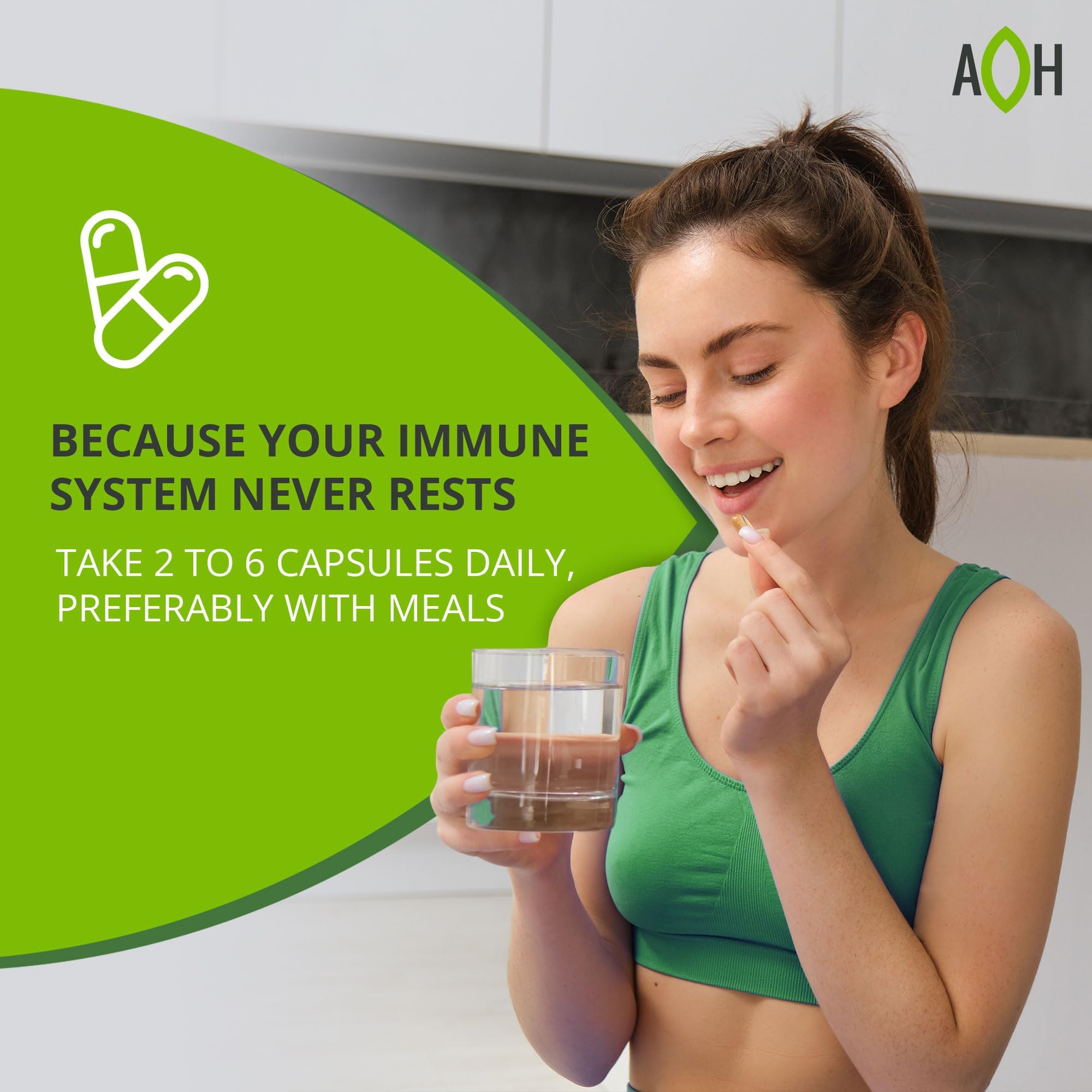 ADAPTOHEAL Immuneheal – Adaptogen Immune Booster with Schisandra Chinensis, Ginseng & Mushroom Extract (180 Capsules)