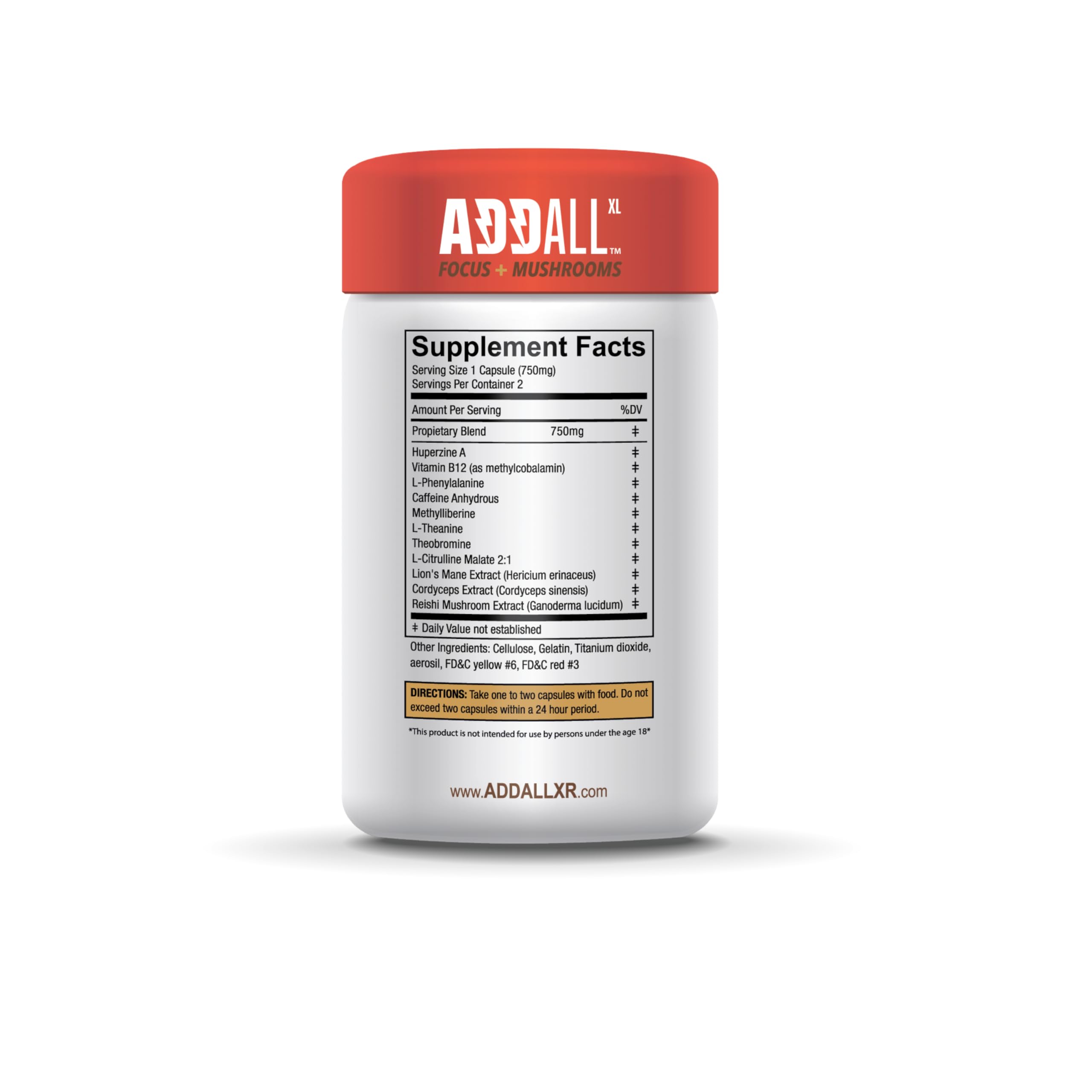 Addall Focus + Mushroom Memory Supplement (30 Count) – Nootropic for Focus, Energy & Memory | USA Made