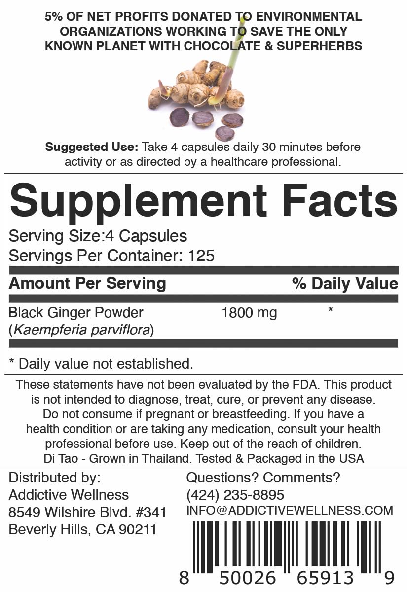 Addictive Wellness Black Ginger Capsules 450mg — Energy, Endurance & Metabolism