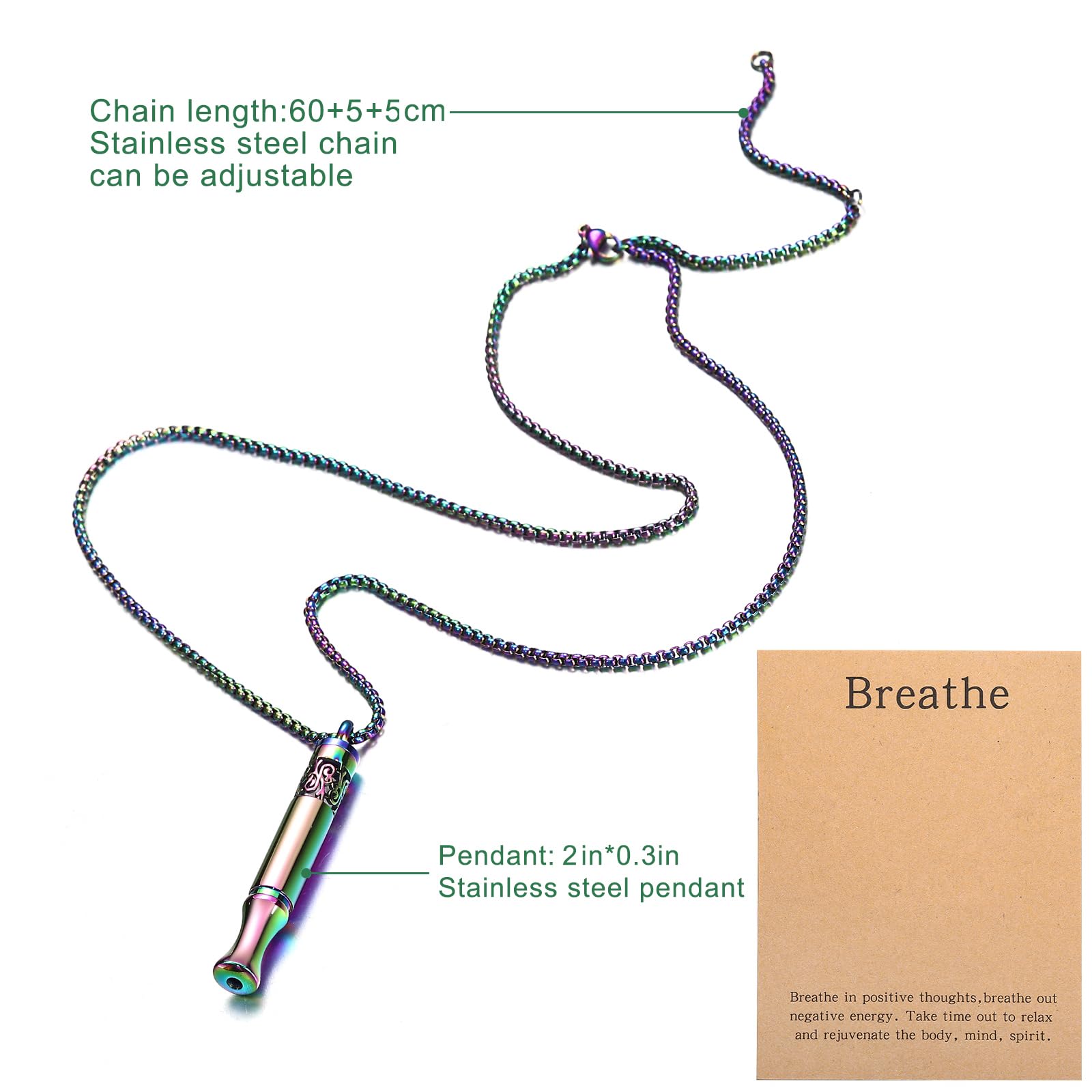 Anxiety Relief Pendant - Mindfulness Breathing Necklace & Aromatherapy Diffuser (Rainbow)