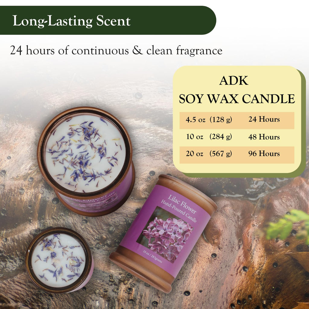 ADK Lilac Scented Candle – 4.5 oz Aromatherapy Candle, Hand-Poured in USA | Premium Soy Wax | Adirondack Fragrance Farm