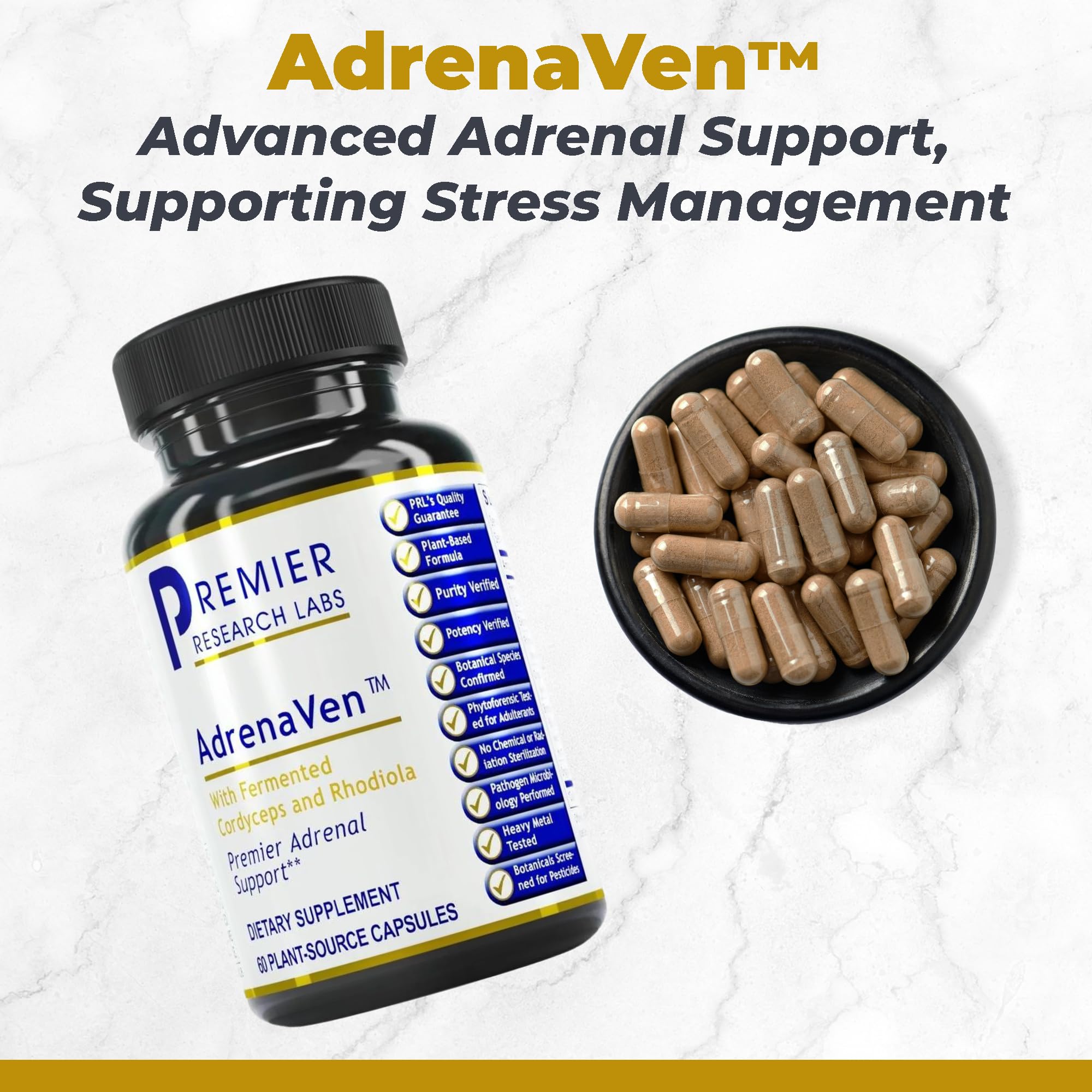 Premier Research Labs AdrenaVen 30 Servings – Adrenal Health Supplement | Supports Adrenal Gland Health & Stress Response – Organic Adrenal Health – 60 Plant-Source Capsules